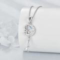 wholesale 925 Sterling Silver Crescent Moon Star Cat Tree of Life Pendant Key Necklace with Blue Enamel Accents-0-2