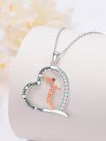 wholesale 925 Sterling Silver Metal Sporty Heart-Shaped Pendant Necklace with Basketball Player Design - Perfect Gift for Women-0-1