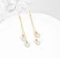 wholesale  Solid Gold 14K Freshwater Pearl Threader Tassel Dangle Earrings ( chars)-0-19