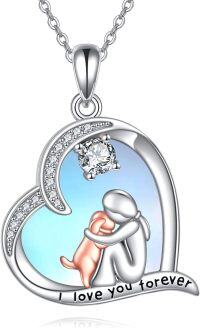 wholesale 925 Sterling Silver Heart-Shaped Pendant with Love You Forever Message and Cute Dog Design - Valentine's Day Gift for Her-Dog