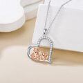 wholesale 925 Sterling Silver Two-Tone Fox Family in Heart Pendant Necklace for Women-0-1