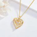 wholesale 925 Sterling Silver Gold 1 CTTW Moissanite Floating Necklace with Twinkle Setting, Double Heart Pendant, Adjustable Chain, Hypoallergenic, Gift Box Included-0-1