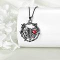 wholesale 925 Sterling Silver Red Crystal Butterfly Cage Pendant Necklace with Black Enamel and Flower Accents-0-2