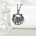 wholesale 925 Sterling Silver Red Crystal Butterfly Cage Pendant Necklace with Black Enamel and Flower Accents-0-2