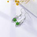 wholesale 925 Sterling Silver Green Crystal Hummingbird Flower Dangle Drop Earrings-0-4