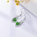 wholesale 925 Sterling Silver White Gold Plated Hummingbird Green Crystal Flower Drop Earrings-0-4