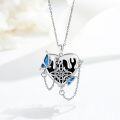 wholesale 925 Sterling Silver Gothic Butterfly & Pentagram Black Onyx Heart Pendant Necklace-0-5