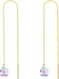 wholesale 14K Gold Cube Crystal Threader Earrings - 23cm Long Chain Drop Earings for Women's s-0-0