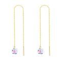 wholesale 14K Gold Cube Crystal Threader Earrings - 23cm Long Chain Drop Earings for Women's s-0-0