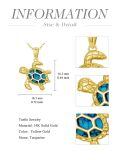 TOUPOP 14K Gold Turquoise Sea Turtle Pendant Necklace-0-3