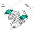 wholesale Sterling Silver Leaf Ring with Birthstone Adjustable Wrap Promise Engagement Wedding Rings for Women-0-17