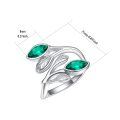 wholesale 925 Sterling Silver Leaf Ring with Birthstone Adjustable Wrap Promise Engagement Wedding Rings for Women-0-17