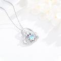 wholesale 925 Sterling Silver Blue Opal Heart Octopus Pendant Necklace Ocean Life s for Women Girls-0-1
