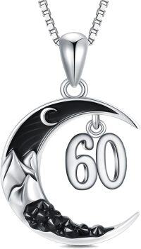 wholesale Sterling Silver Black Moon A Z Initial Necklace 26 Letter Pendant-Number 60th