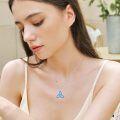 wholesale 925 Sterling Silver Blue Opal Celtic Trinity Knot Pendant Necklace for Women's Gifts-0-3