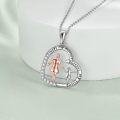 wholesale 925 Sterling Silver Cubic Zirconia Heart Pendant Mother Daughter Necklace Gift for Mom-0-2
