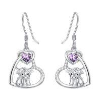 wholesale 925 Sterling Silver Heart Ox Earrings Wholesale With Red Gemstones-02-Feb-Amethyst