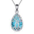 wholesale 925 Sterling Silver Celtic Tree Of Life Pendant Necklace Wholesale With Green Inlay-0-17