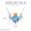 TOUPOP Stainless Steel Purple Crystal Angel Wings Pendant Necklace-0-3