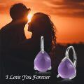 wholesale 925 Sterling Silver Purple Teardrop Earrings-0-1