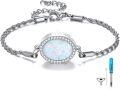 wholesale Sterling Silver Opal & Zircon Urn Bracelet for Keepsakes, Oval Halo Jewelry Gift for Women-0-0