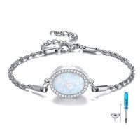 wholesale 925 Sterling Silver Opal Charm Bracelet Wholesale With Crystal Halo And Tools-Opal