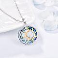 wholesale 925 Sterling Silver Blue Crystal Sun and Moon Pendant Necklace for Women Celestial -0-1