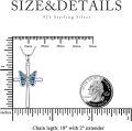wholesale 925 Sterling Silver Cross with Blue Enamel Butterfly Pendant Necklace for Women-0-2