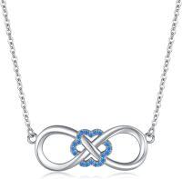 wholesale 925 Sterling Silver Blue CZ Infinity Love Heart Clover Pendant Necklace-Flower & Infinity