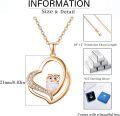 wholesale 925 Sterling Silver Pink Opal Owl in Heart Pendant Necklace for Women Girls Gifts-0-5