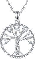 wholesale 925 Sterling Silver 925 Tree of Life Pendant with Cubic Zirconia and Chain for Women-0-0
