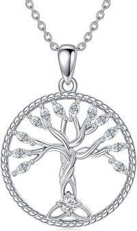 wholesale 925 Sterling Silver 925 Tree of Life Pendant with Cubic Zirconia and Chain for Women-6-Tree of Life Celtic Necklace-02