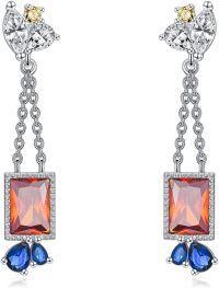 wholesale 925 Sterling Silver Emerald Birthstone Dangle Earrings for Women-Jan.-Garnet