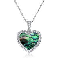wholesale 925 Sterling Silver Gemstone Heart Necklace for Women Gift for Her Mom Wife-Abalone Shell