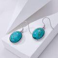 wholesale 925 Sterling Silver & Natural Turquoise Drop Earrings for Women, Elegant Gemstone Jewelry Gift-0-2
