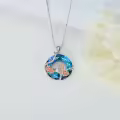 TOUPOP Sterling Silver Blue Crystal Rose Flower Pendant Necklace-0-4