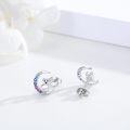 wholesale 925 Sterling Silver Hypoallergenic Moon Dog Stud Earrings with Colorful Crystals-0-1