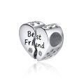 wholesale 925 Sterling Silver Best Friend Heart Charm Bead White Gold Plated Cz Crystal-0-0