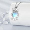 wholesale 925 Sterling Silver Red Crystal Heart Owl Pendant Necklace-0-7