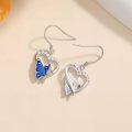 wholesale 925 Sterling Silver Blue Butterfly Heart Cubic Zirconia Drop Earrings For Women-0-2
