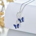 wholesale 925 Sterling Silver Blue Sapphire & Cubic Zirconia Butterfly Infinity Pendant Necklace-0-1