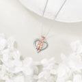wholesale 925 Sterling Silver Heart-Shaped Ballet Shoe Pendant Necklace with Rose Gold Accents and Cubic Zirconia Stones-0-2
