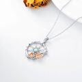 wholesale 925 Sterling Silver Compass Pendant with White Opal and Pink Flower Necklaces for Women-0-5