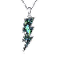 wholesale 925 Sterling Silver Labradorite Lightning Bolt Reversible Boomerang Pendant Necklaces - Minimalist s for Women & Girls-abalone shell-02