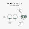 wholesale 925 Sterling Silver Abalone Shell Inlay Dragonfly Huggie Hoop Earrings 20mm Austrian Crystals-0-5