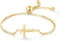 wholesale 925 Sterling Silver Faith Cross Bracelet with Gold Rosary Layered Anklet Religious Christian s for Women-0-0