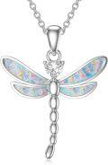 wholesale TOUPOP Dragonfly Necklace For Women Sterling Silver Opal Dragonfly Pendant Animal Jewelry Gifts For Women Dragonfly Lovers -0-0