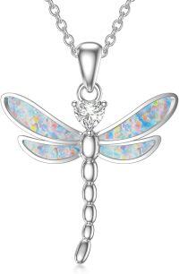 wholesale TOUPOP Dragonfly Necklace For Women Sterling Silver Opal Dragonfly Pendant Animal Jewelry Gifts For Women Dragonfly Lovers -undefined
