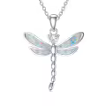 TOUPOP Sterling Silver Opal Dragonfly Pendant Necklace for Women-0-0