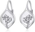 wholesale 925 Silver & Mother of Pearl Orchid Dangle Earrings, Hypoallergenic N925, Elegant Floral Jewelry Gift for Women, 0.7-0-0